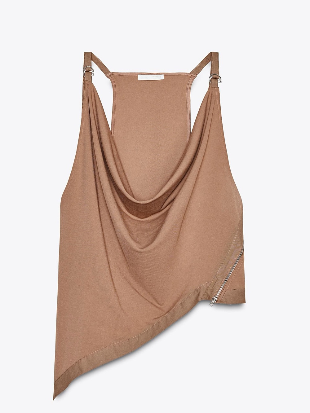 ZARA Asymmetric flowing top with zippers.